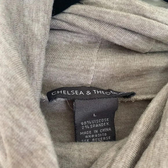 Chelsea & Theodore Sweater Women’s Large Tan Loose Cowl Neck Dolman Top - Picture 5 of 7